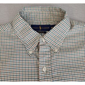 Ralph Lauren Mens Medium Small Plaid Custom Fit Long Sleeve Button Down Shirt